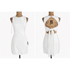 Lulus White Sleeveless Open Back Tie Mini Dress Women's Medium NWT